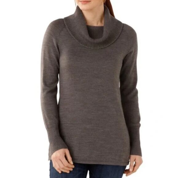 Smartwool Minturn Drape Neck Merino Blend Sweater Taupe Brown Medium - Picture 1 of 12